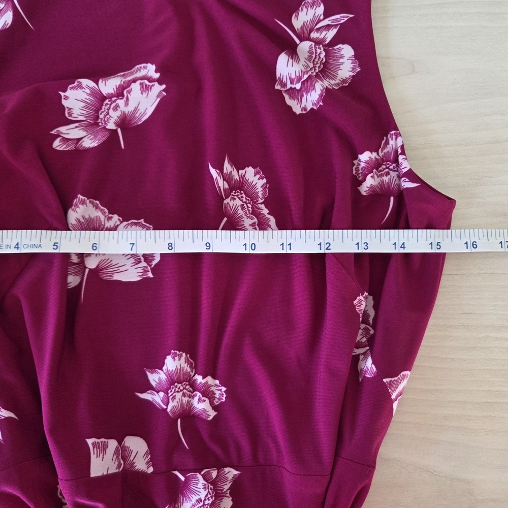 Lauren Ralph Lauren Women's Dress Sz 10 Pink Burgandy Floral Fit & Flare - Picture 4 of 9